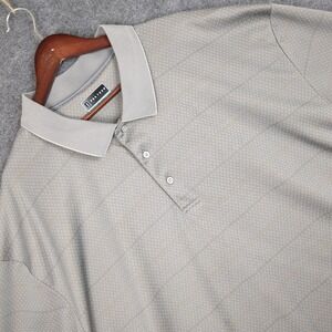 PGA Tour Polo Shirt 4XL Tall Mens Grey Geometric Pattern Short Sleeve Golf
